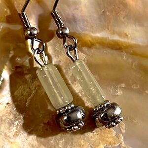 White Semiprecious Earrings.